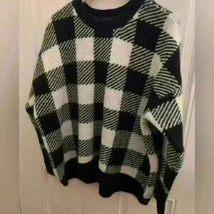 Vince Camuto Chunky Wednesday Addams Goth Knit Checkered Sweater  in Small